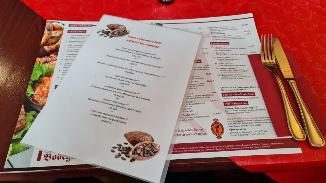 Restaurant "Bodega" mit speziellem Schokoladen Menü